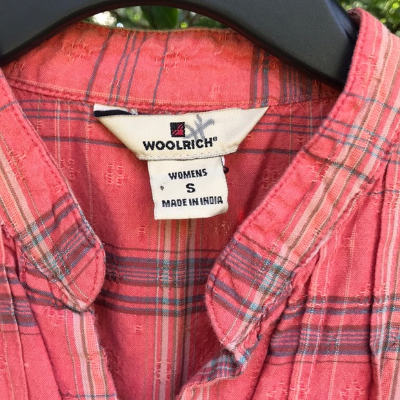 Woolrich Pleated Orange Plaid Button Up Blouse S - Picture 7 of 9